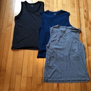 Set of Three Tank Tops - Charcoal, Blue, and Grey